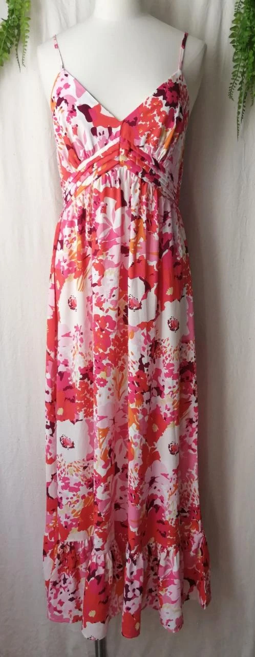 Robe longue fluide imprimé floral dos smocké "Belcci"